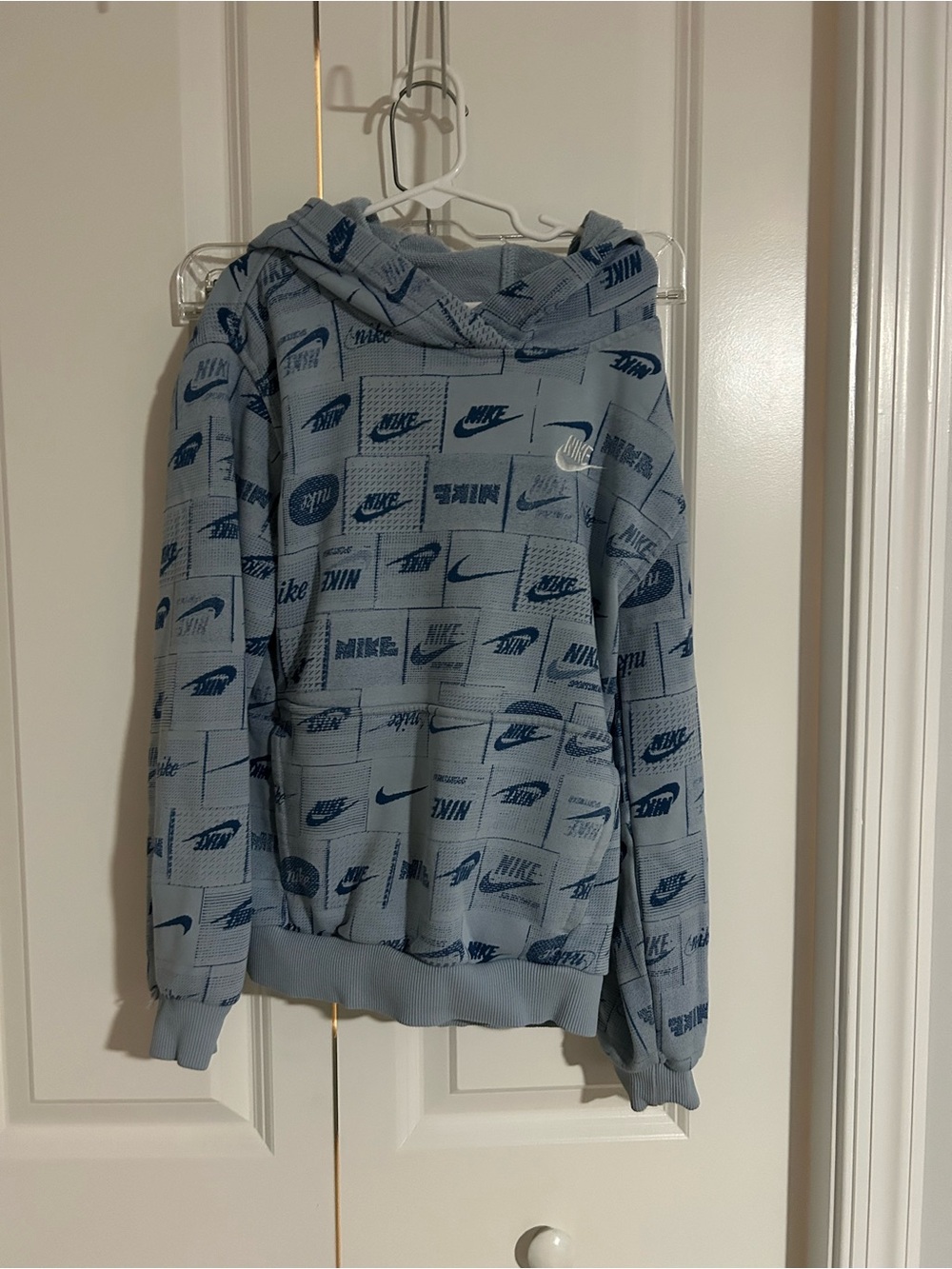 Nike Light Blue All-Over Logo Crewneck Sweatshirt